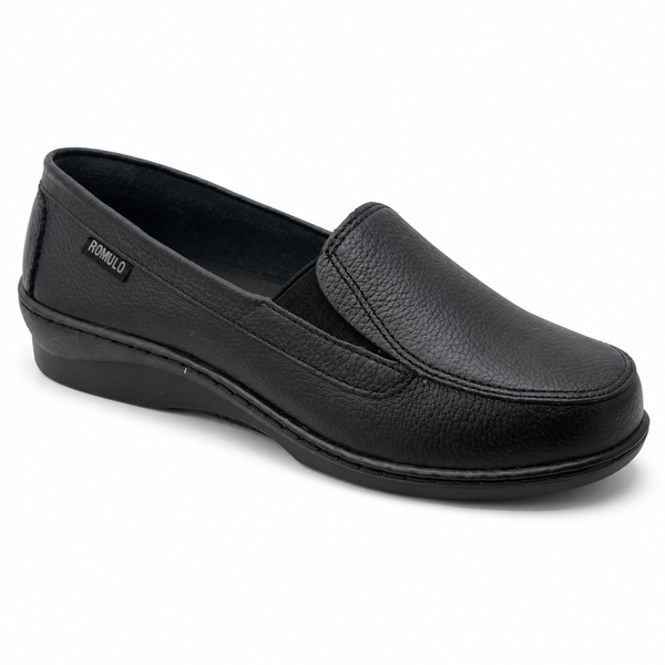 Mocasín Rómulo en Cuero Negro para Mujer — Ref. 0898