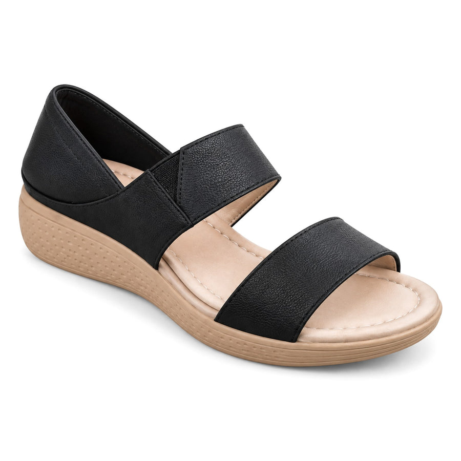 Sandalia Confort de Dos Tiras para Mujer – Negro