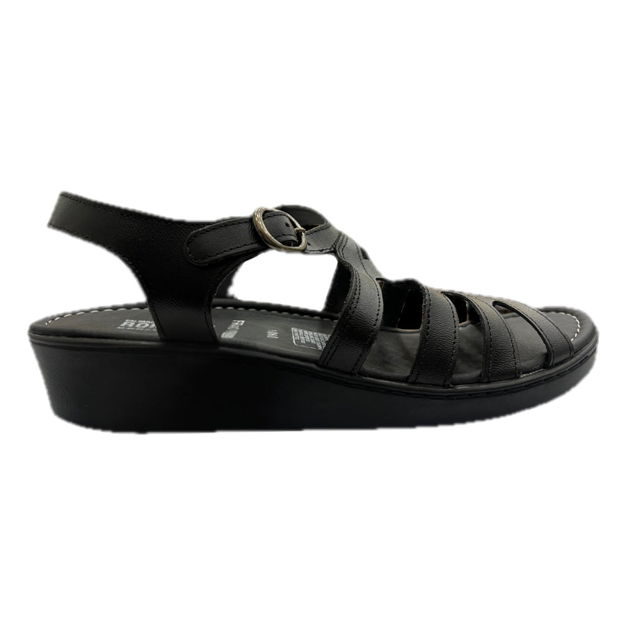 Sandalia Rómulo en Cuero Negro con Plataforma para Mujer — Ref. 1060