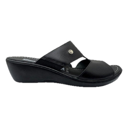 Sandalia Rómulo en Cuero Negro con Tacón Bajo para Mujer — Ref. 5134