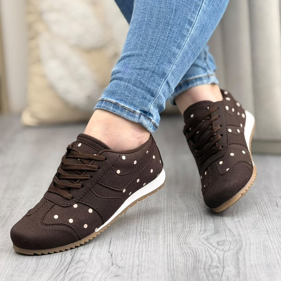 Tenis Casual de Lunares para Mujer – Cafe