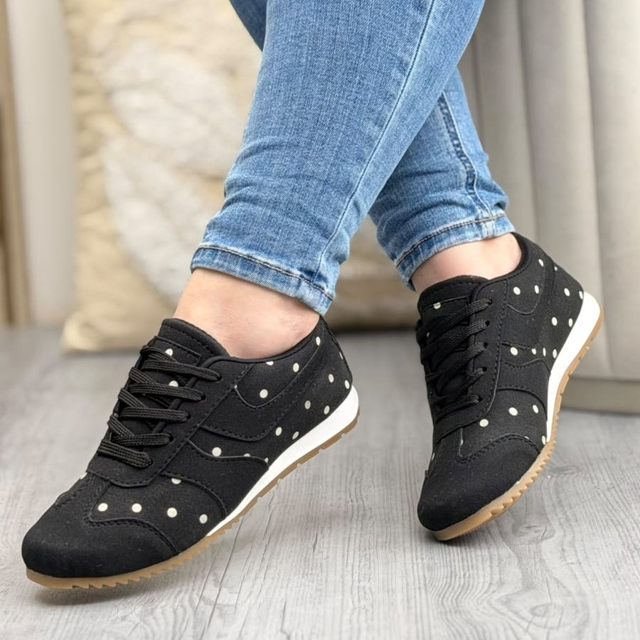 Tenis Casual de Lunares para Mujer – Negro