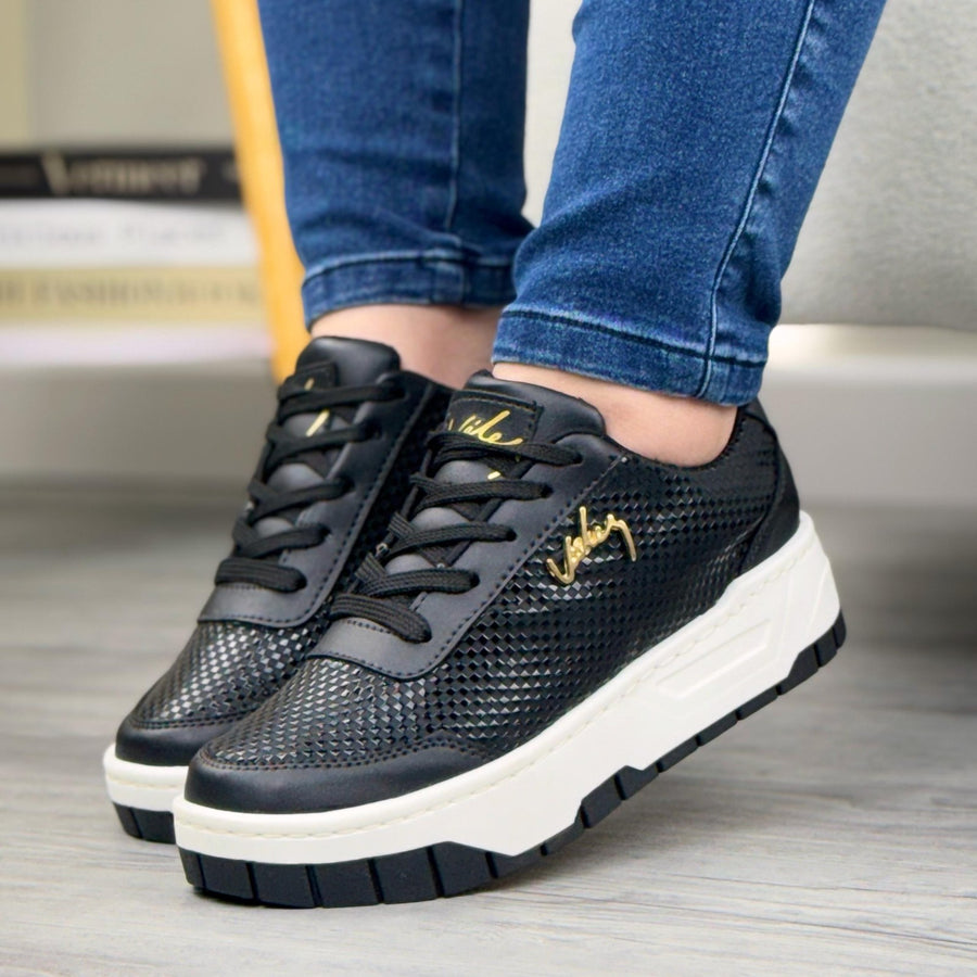 Tenis Casual de Plataforma para Mujer – Negro