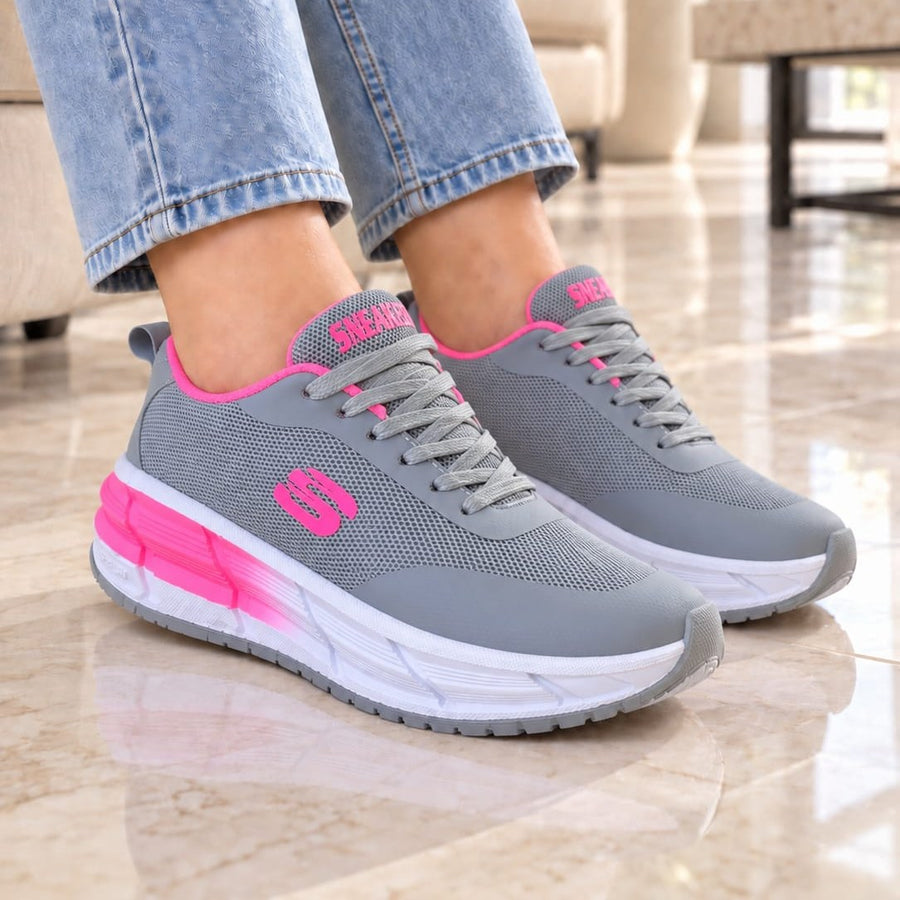 Tenis Chispa con Suela Alta para Mujer – Gris