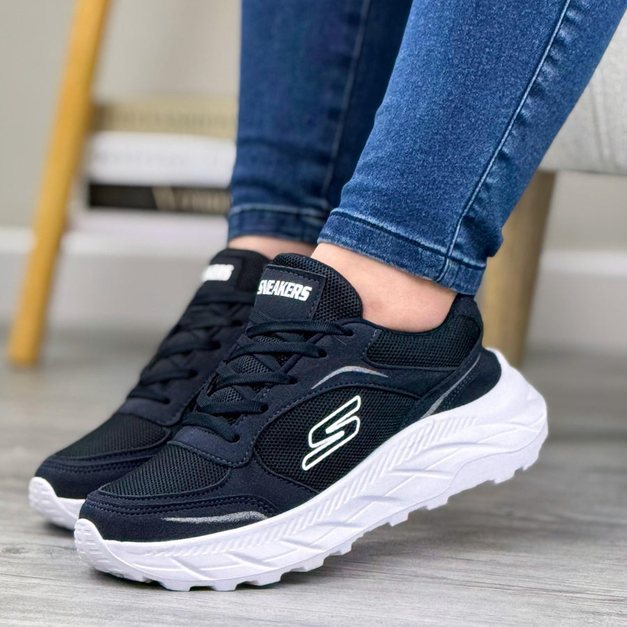 Tenis con Forro de Peluche y Suela Antideslizante para Mujer – Azul