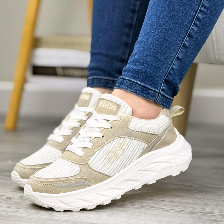 Tenis con Forro de Peluche y Suela Antideslizante para Mujer – Beige