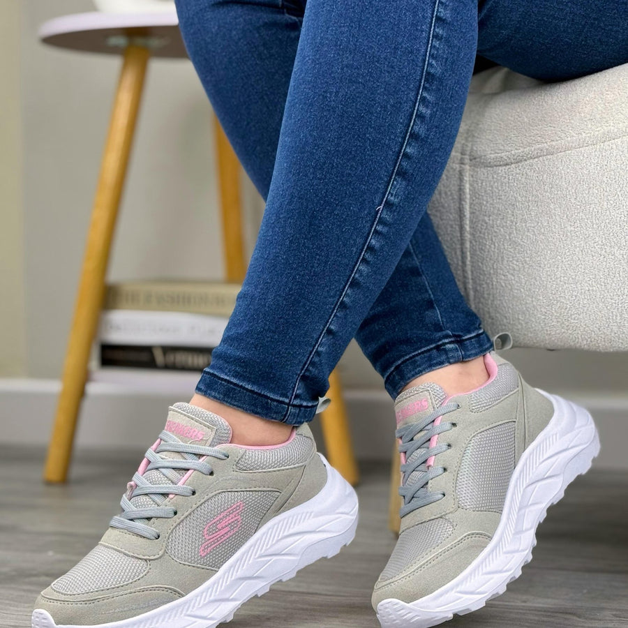 Tenis con Forro de Peluche y Suela Antideslizante para Mujer – Gris