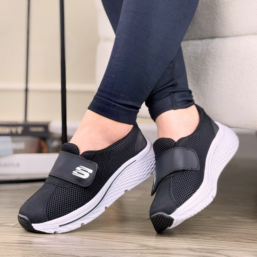 Tenis con Velcro en Malla y Sintético para Mujer – Negro x blanco