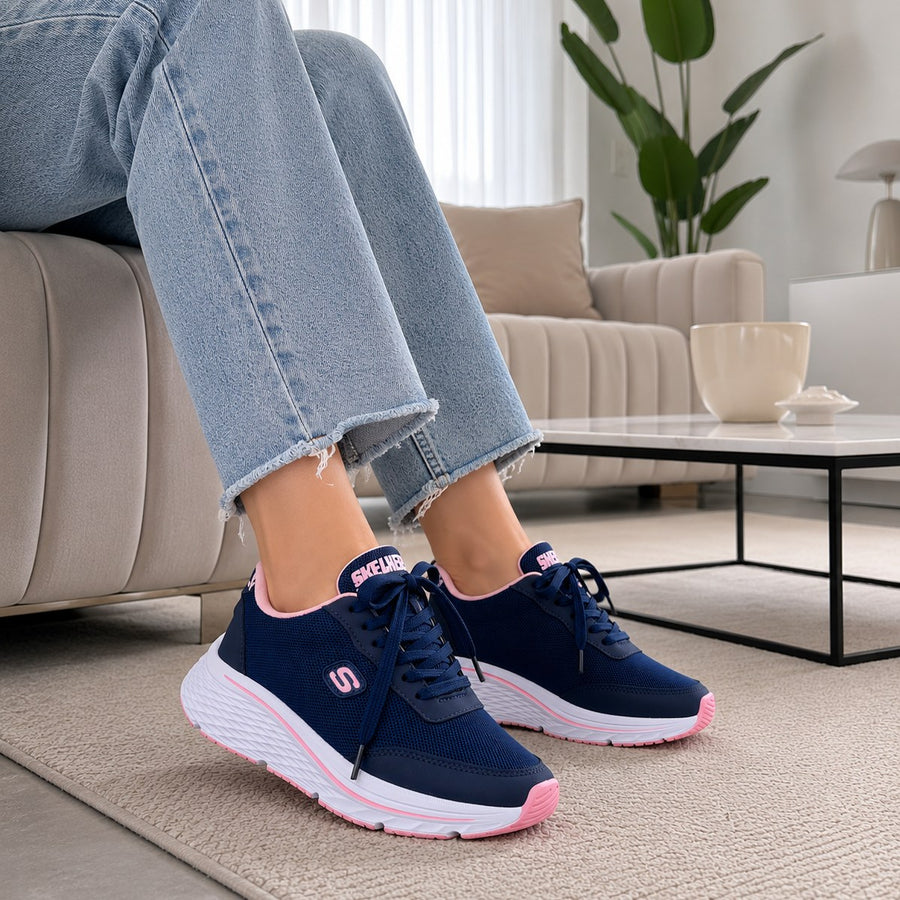 Tenis de Suela Alta con Cintas Reflectivas para Mujer – Azul