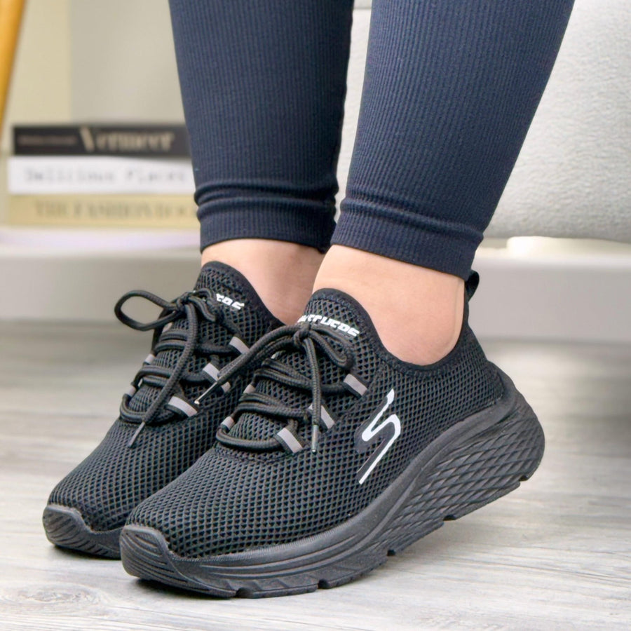 Tenis en Malla con Cintas Reflectivas para Mujer – Negro