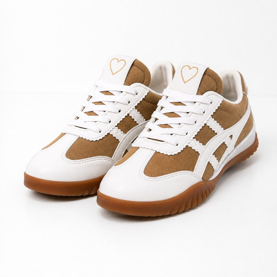 Tenis Retro en Sintético y Carnaza para Mujer – Beige