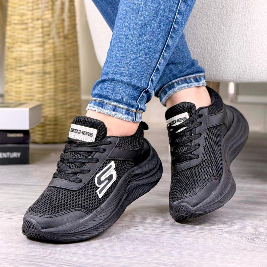 Tenis Ultra Confort con Apliques en Goma para Mujer – Negro