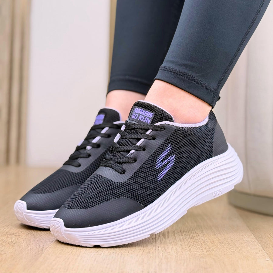 Tenis Ultralivianos con Suela Flexible para Mujer – Negro x lila